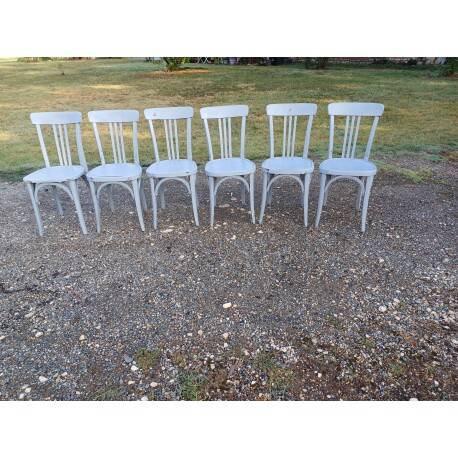 6 Baumann bistro chairs in old grey limed wood