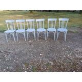 6 Baumann bistro chairs in old grey limed wood