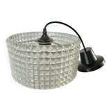 Clear plastic pendant light, diamond point shape, 70s