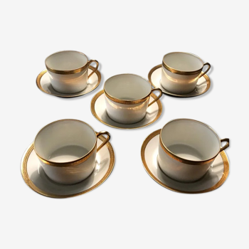 5 Haviland tea cups and sub-cups