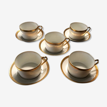 Set de 5 tasses à thé et sous-tasses Haviland