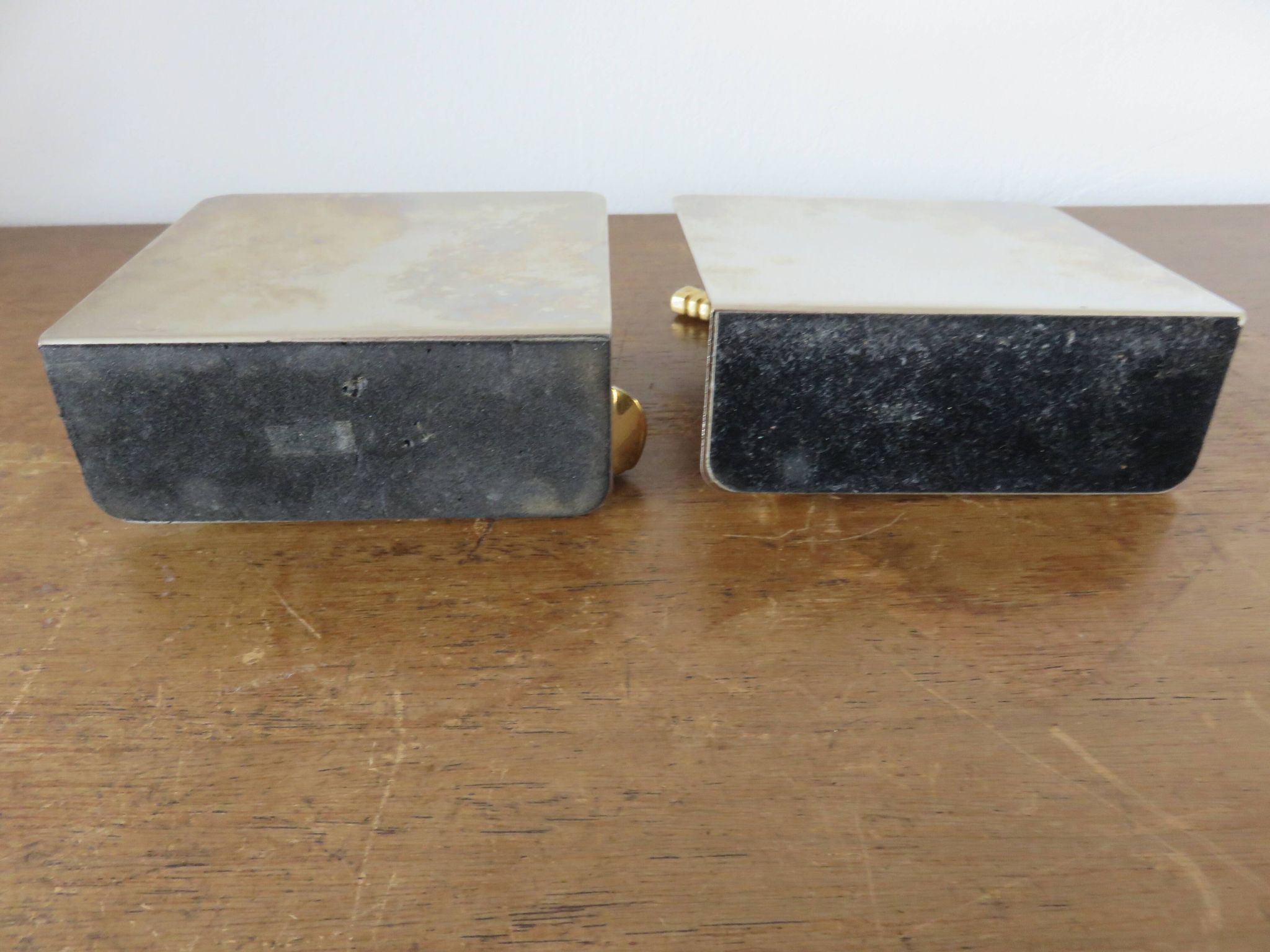 Chrome and brass bookends "tennis & golf" from the 1970s.