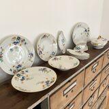 6 vintage plates in white Limoges porcelain signed TLB, flowers