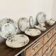 6 Assiettes vintages en porcelaine blanche de Limoge signées T.L.B, fleurs