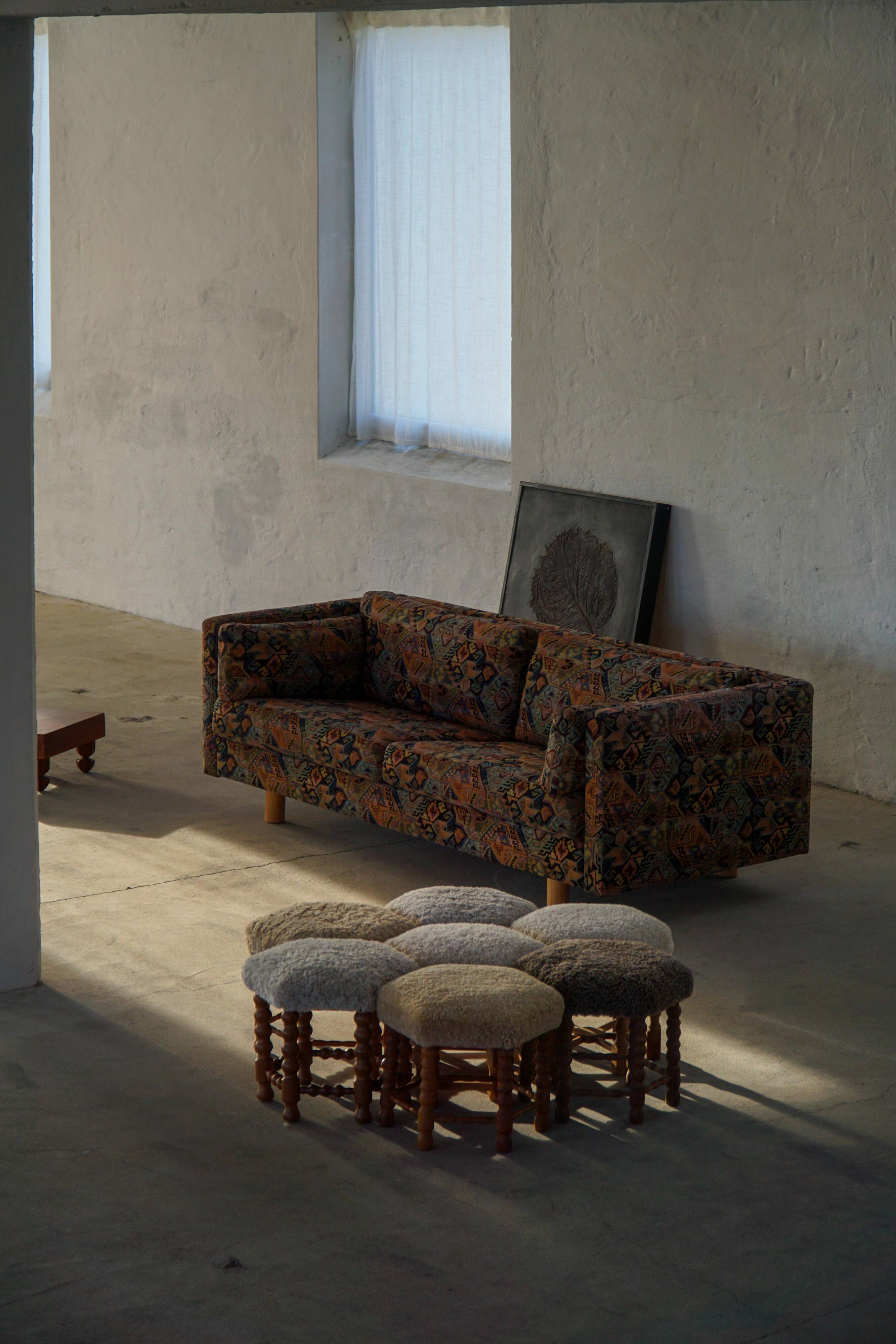 Modern Danish canapé with vintage patterned fabric by Søren Lund, 1970s.