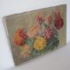 Table flowers oil on vintage canvas