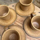Ensemble 4 tasses à café et 4 soucoupes Longchamp en grès