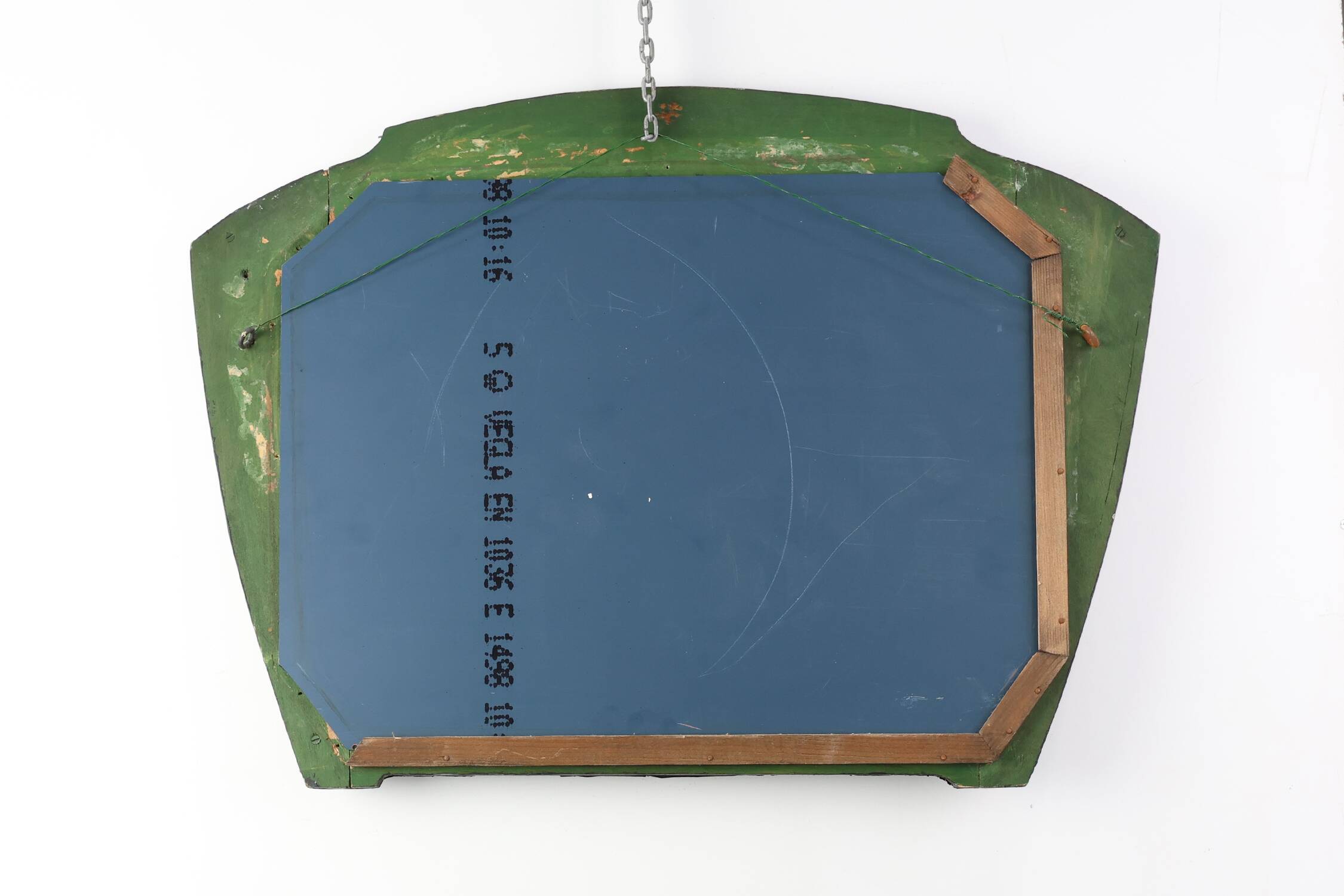 Arts & Crafts Mirror in green metal with glass decoration, France ca. 1905