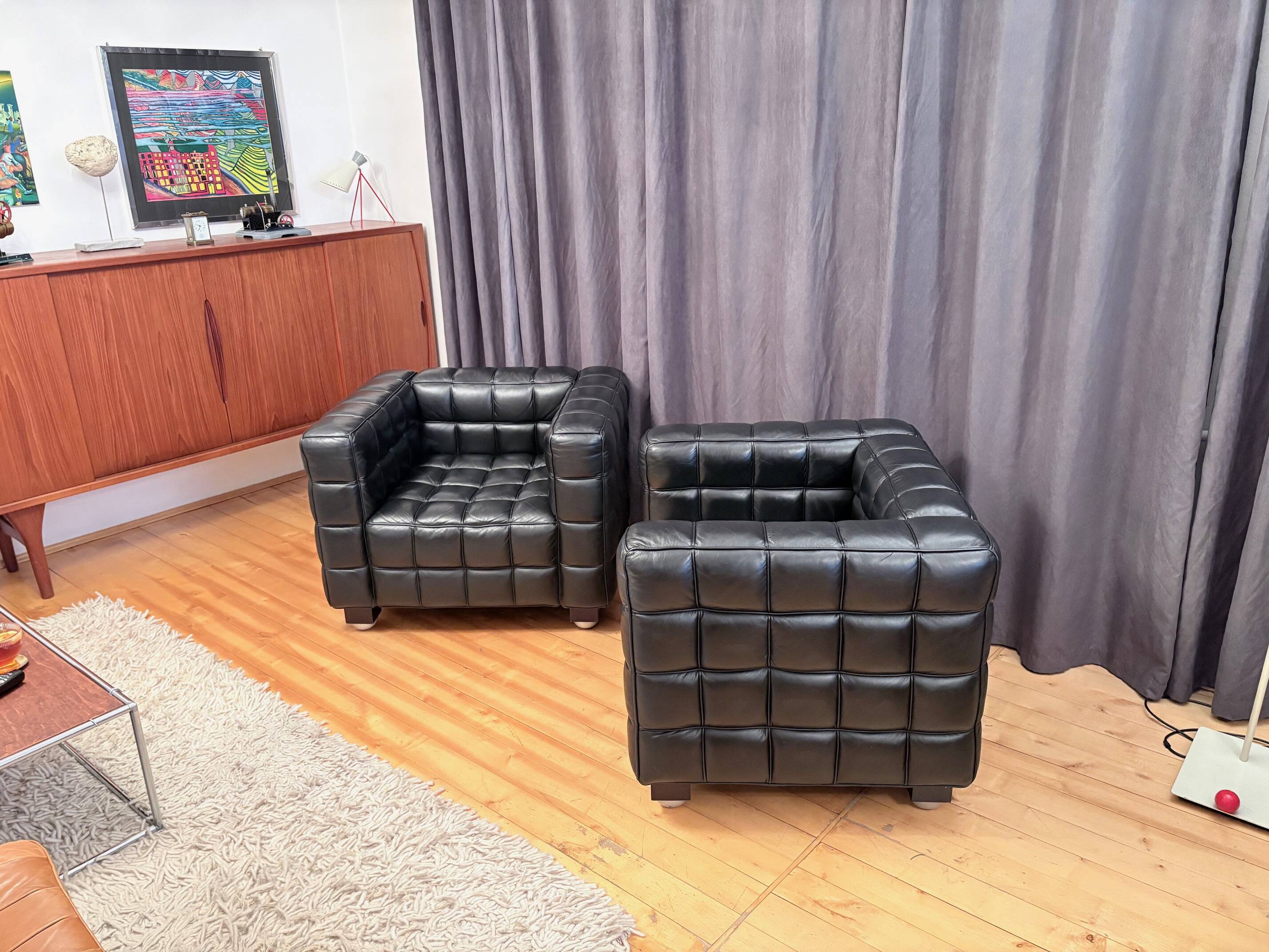 Paire de fauteuils Kubus 8020, conçus par Josef Hoffmann, Wittmann, Autriche