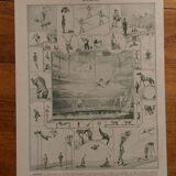 Original lithograph on acrobats