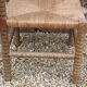 French antique turned wooden bobbin chair with rush seat