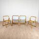 4 folding chairs in bamboo, rattan and brass, Italy, 1970