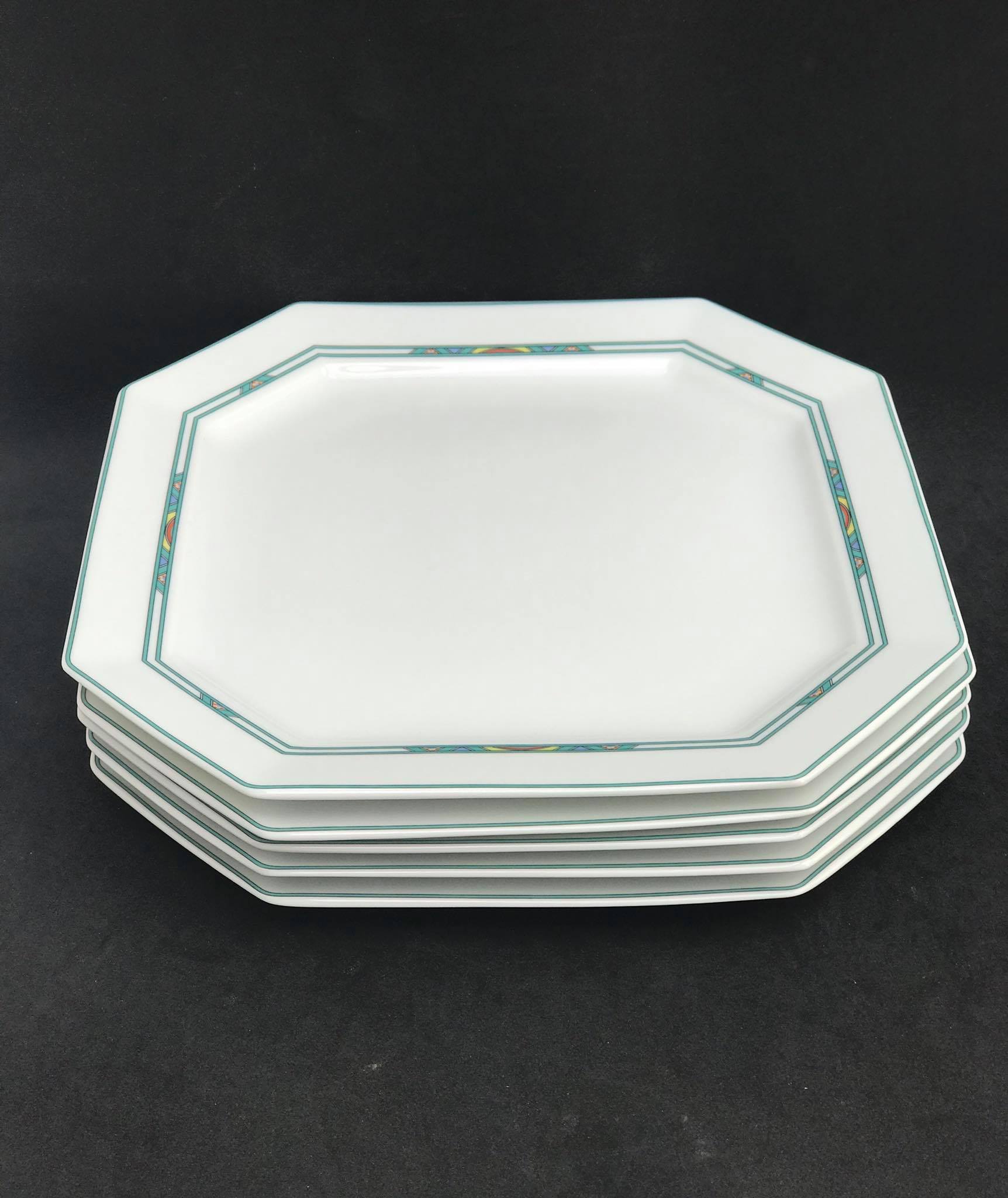 Limoges porcelain lunch plates Bernardaud Paul Poiret Set 5