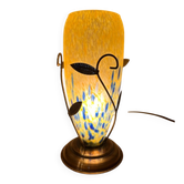 Speckled yellow and blue glass ambient lamp