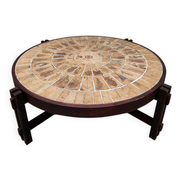 Table basse en céramique vintage de la Côte d'Azur Roger Capron années 1970