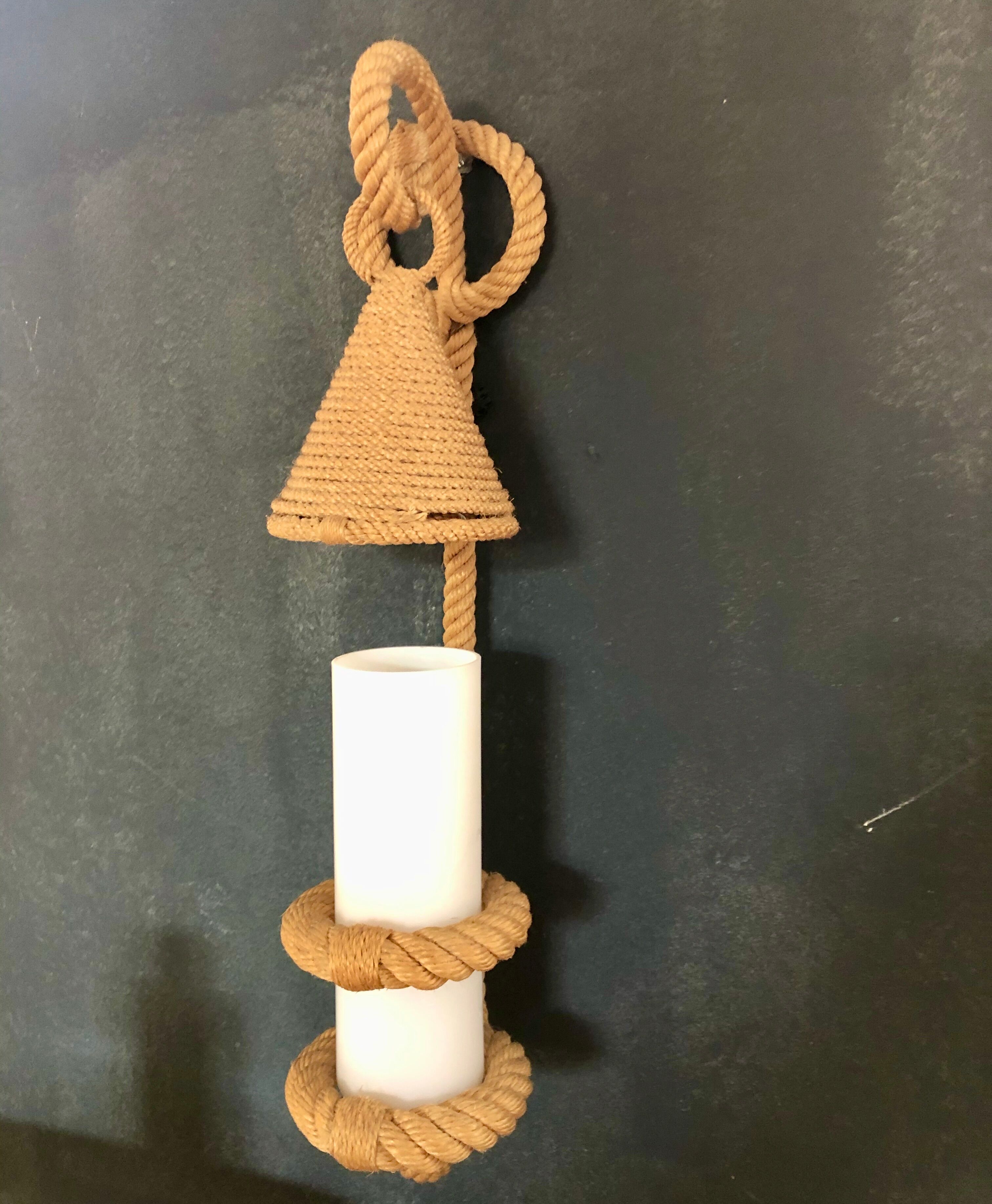 Artisanal rope wall lamp from the 60