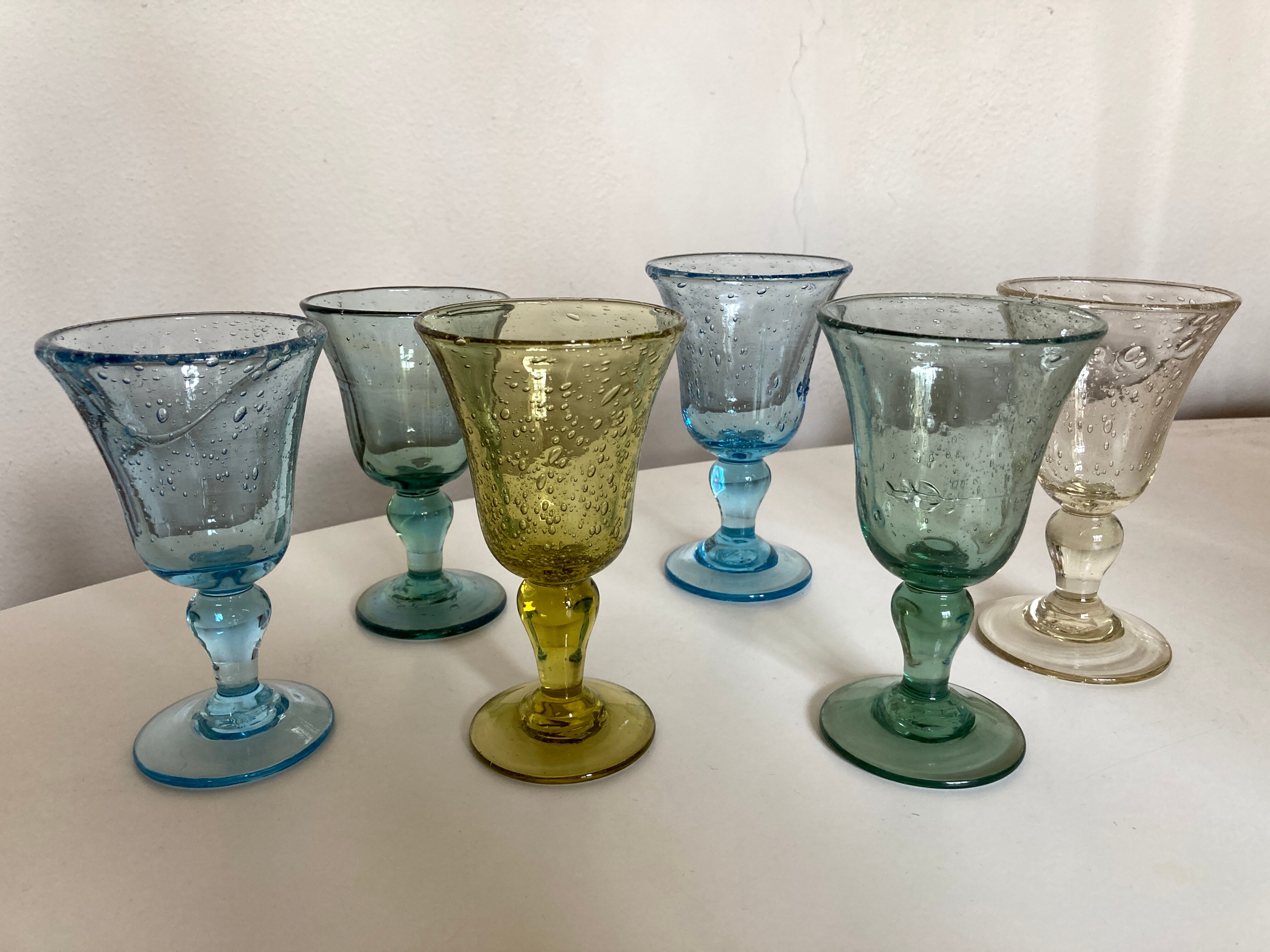 Set of 6 glasses Biot wine 1960
