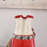 Red and white pitcher signed Villecroze
