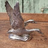 Vintage duck mail holder in silver metal