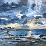 Seasideboard brittany oil painting on canvas
