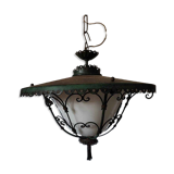 Suspension en fer forgé vert bronze