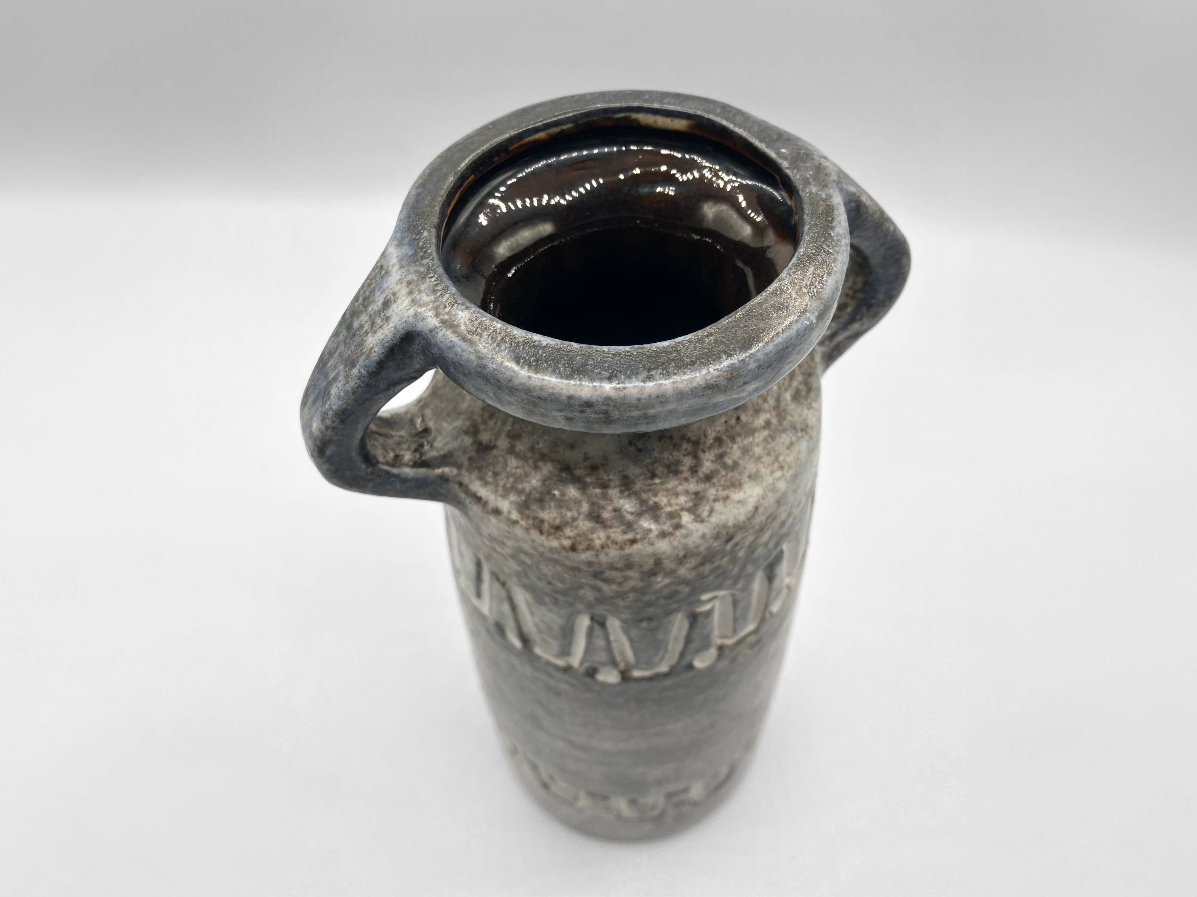 Heissner Keramik vase in grey ceramic, East Germany 1960