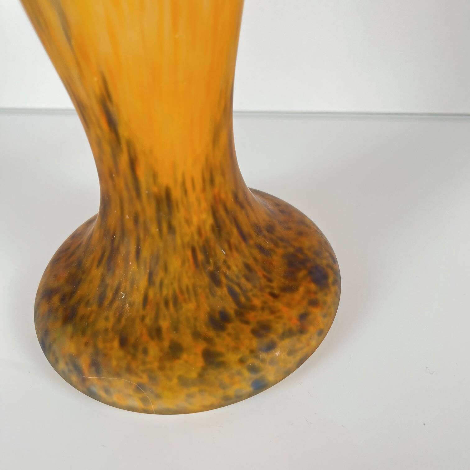 Orange speckled glass mushroom lamp, Massive, Belgium 1970.