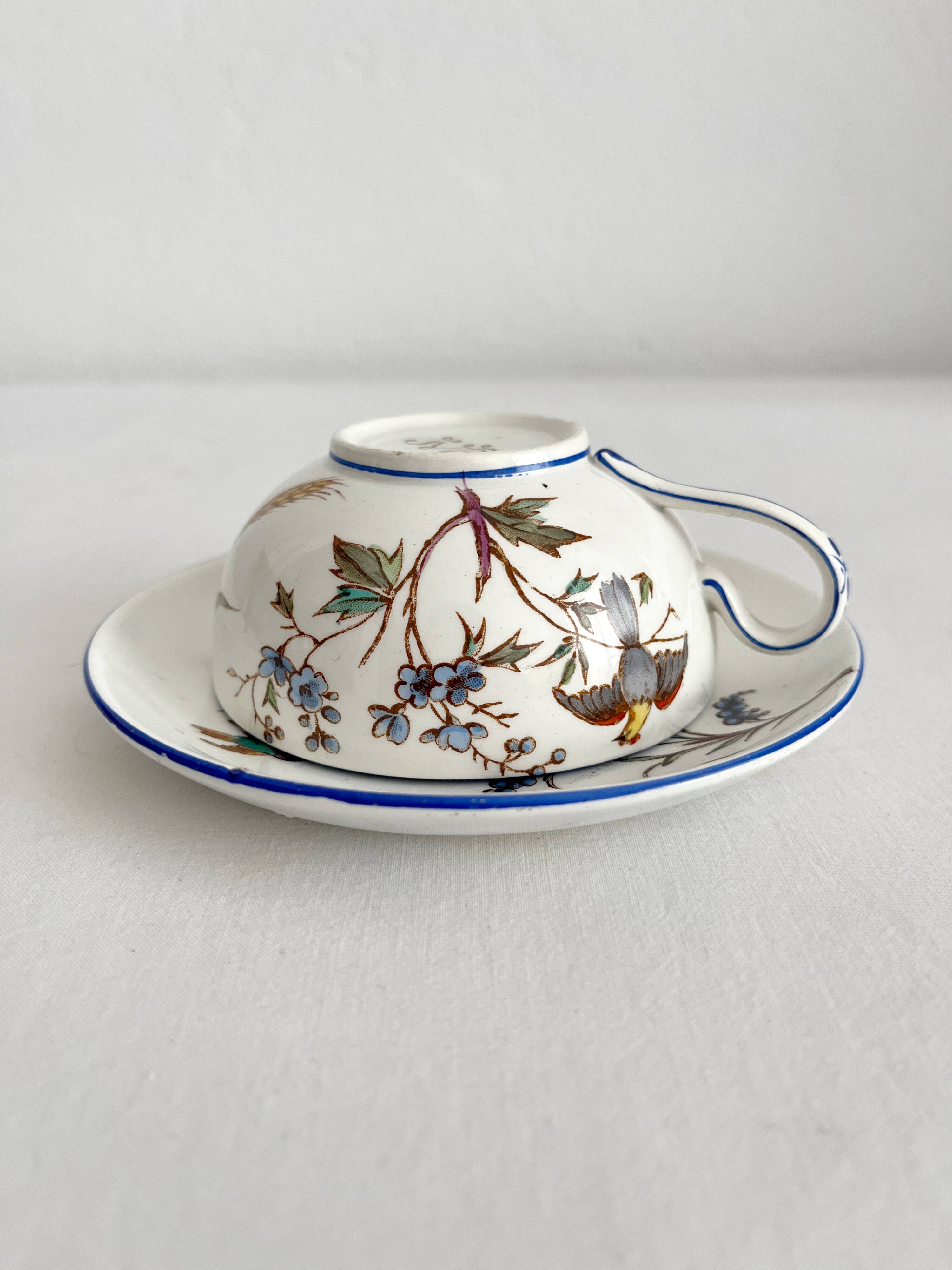 Polychrome ironstone cup "Nella" by Jules Veillard, Bordeaux (JVB)