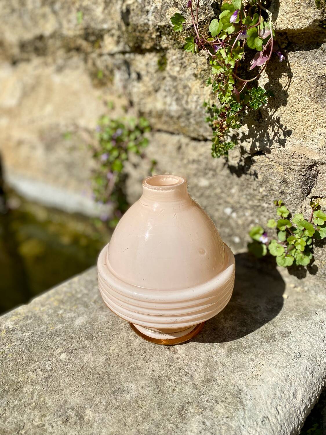 Old pink vase lamp base