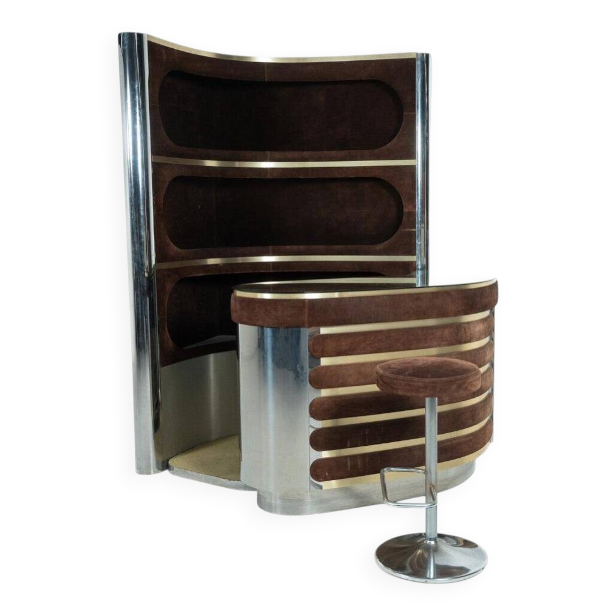 Modern suede bar from the mid-20th century by Willy Rizzo, Italy, 1970.