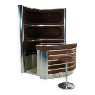 Modern suede bar from the mid-20th century by Willy Rizzo, Italy, 1970.