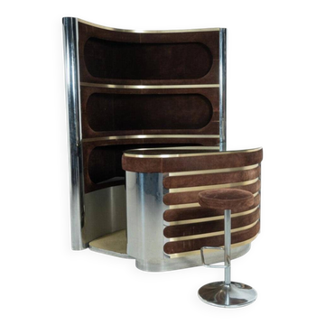 Modern suede bar from the mid-20th century by Willy Rizzo, Italy, 1970.