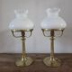 Paire de lampes anciennes en opaline et laiton