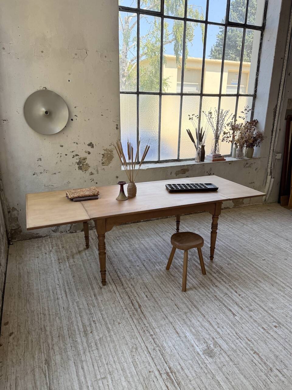 Table de ferme noyer à rallonges 150-250cm