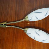 Pair of double opaline and brass wall lights from the 1960s-1970s.