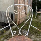 Pair of vintage wrought iron garden armchairs 60s
