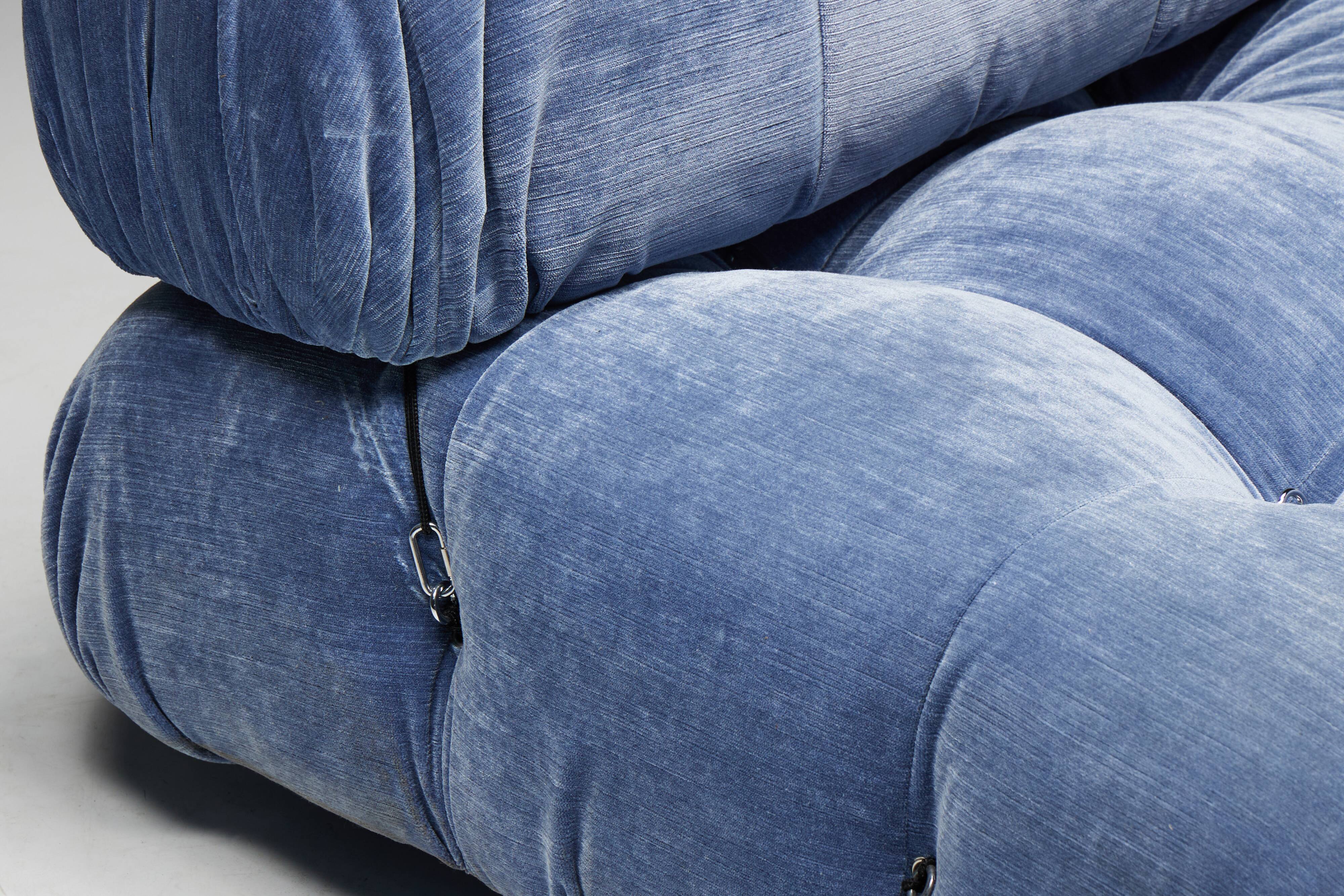 Blue Velvet Camaleonda Sofa by Mario Bellini for B&B Italia, Italy, 1970s