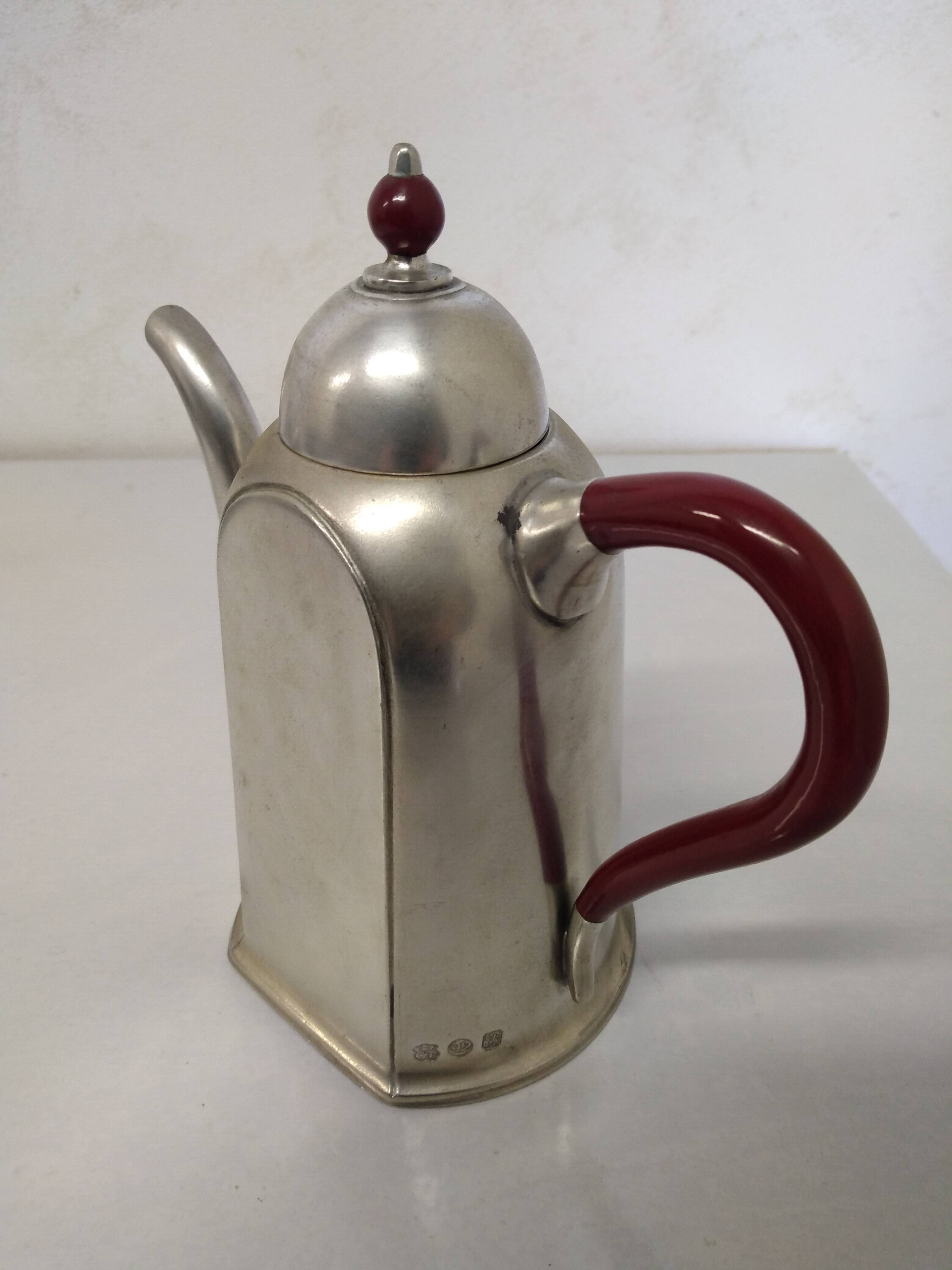 Cosi Tabellini Century 24 Pewter And Red Bakelite Tea And Coffee Service