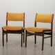 Vintage Design Teak Wooden Dining Chairs with Honey Yellow Corduroy Fabric