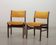 Vintage Design Teak Wooden Dining Chairs with Honey Yellow Corduroy Fabric