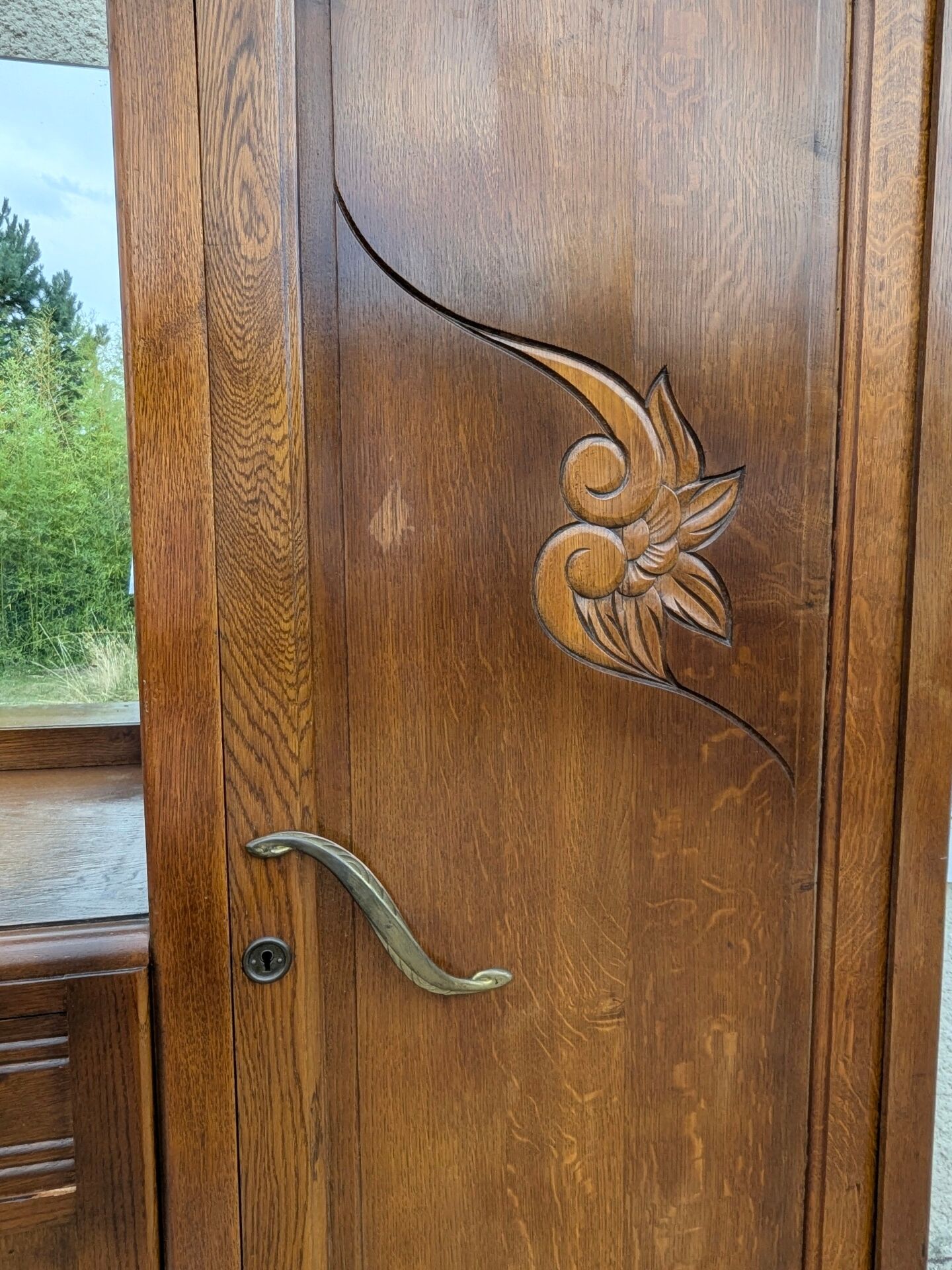 Armoire coiffeuse Penderie Miroir asymétrique Art Nouveau chêne 1916