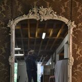 Large Louis XV style mirror with white rocaille
