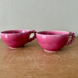 Set of 2 antique pink ceramic mugs