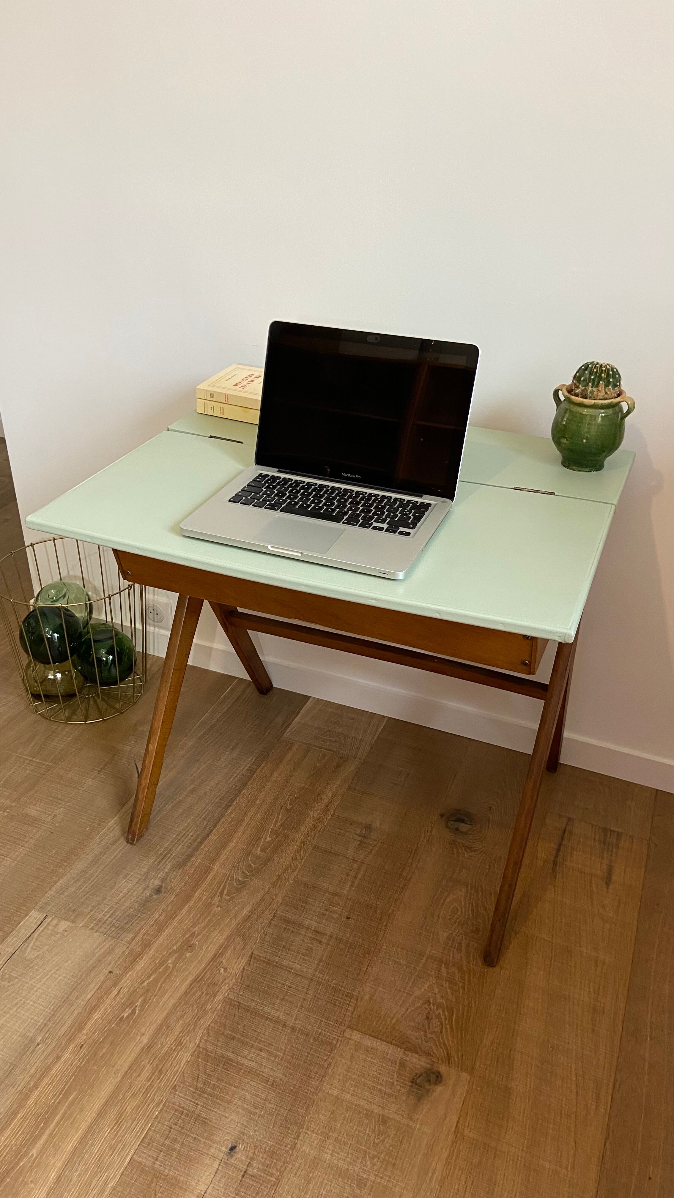 Bureau enfant vintage pieds compas 1950