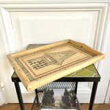 Engraved bamboo rattan tray