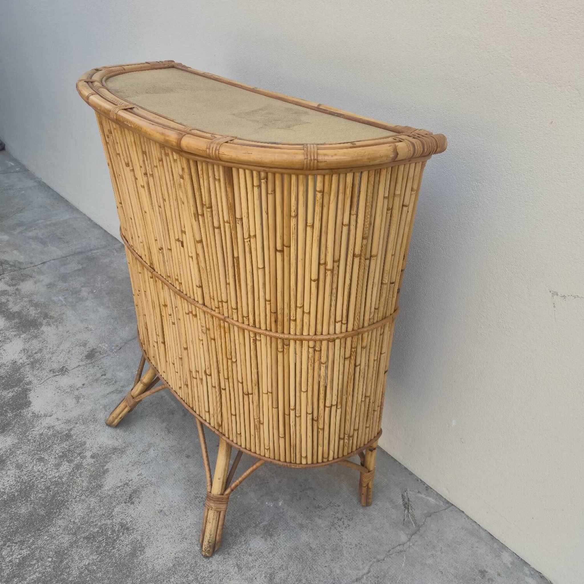 Vintage rattan bamboo bar 1950s