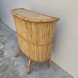 Bar vintage en rotin Bambou 1950s