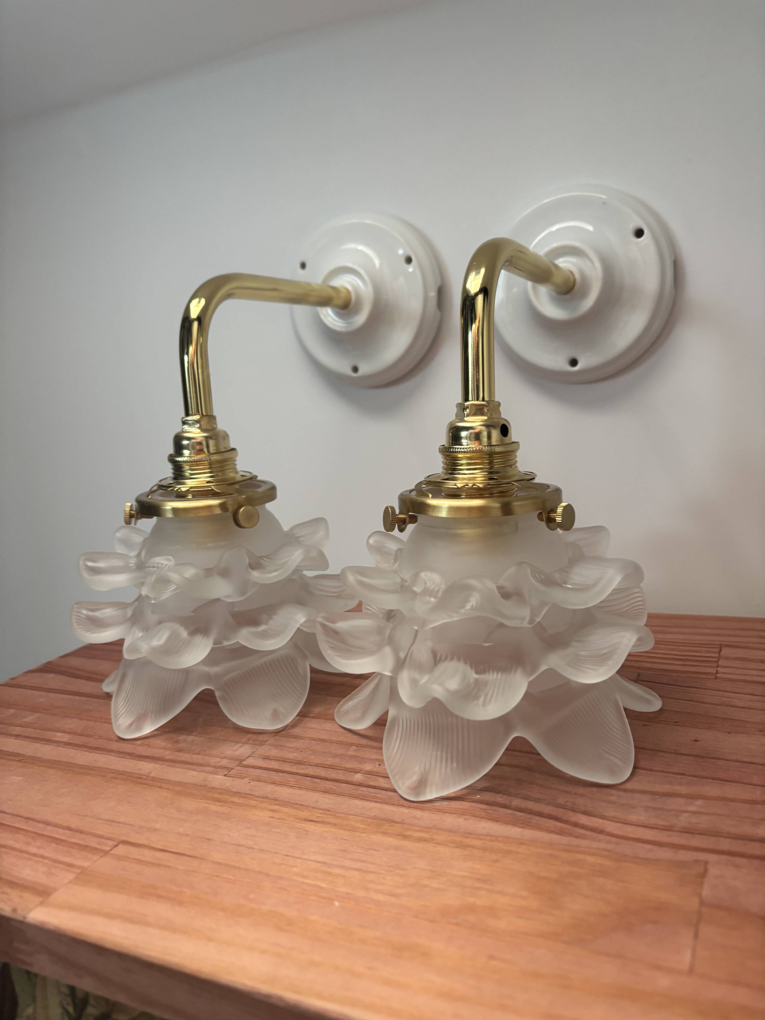 Pair of tulip flower wall lights