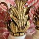 Florentine Renaissance Gilded Iron Acanthus Leaf Candleholders on Carrara Marble Bases, Set of 2