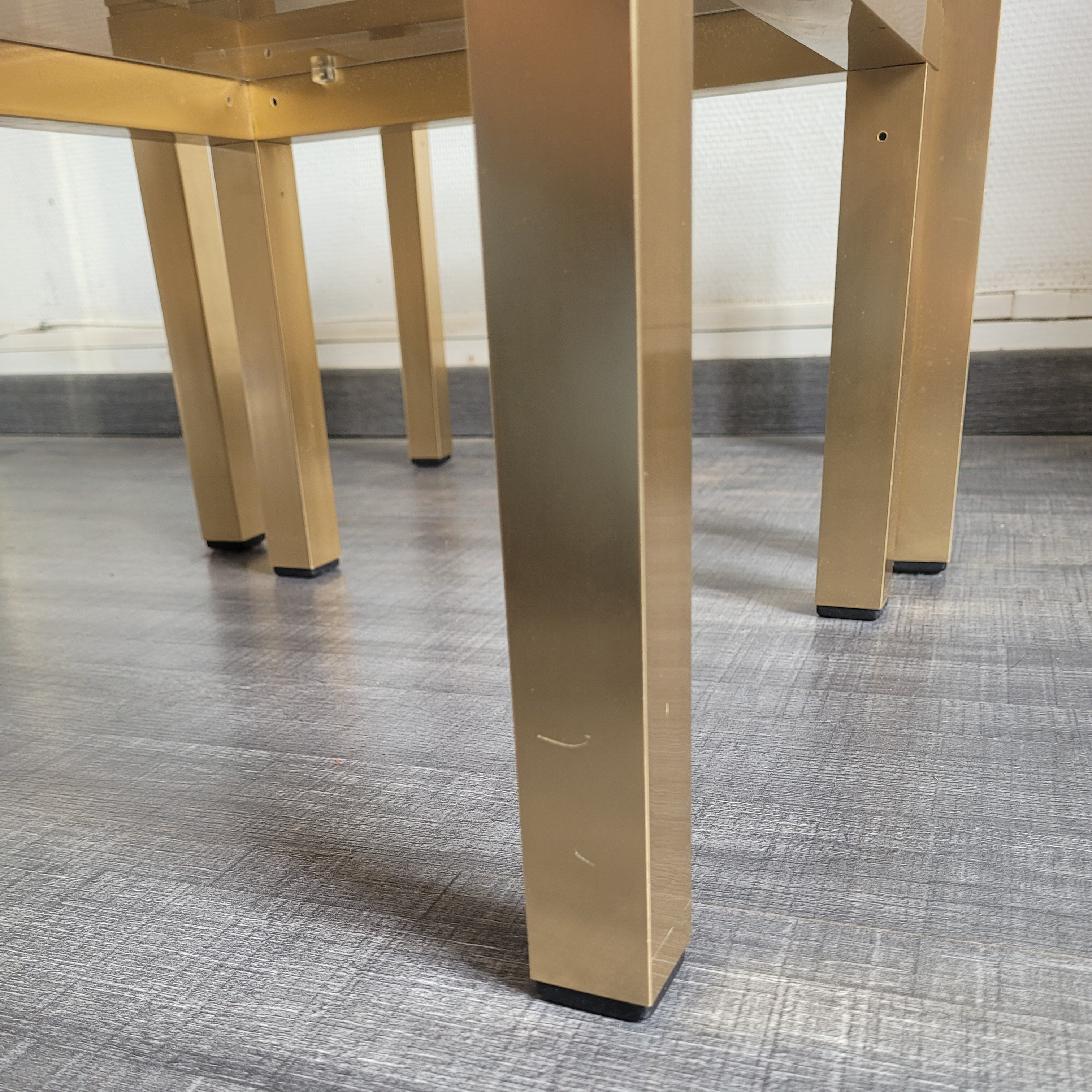 Gilded trundle tables and glass top